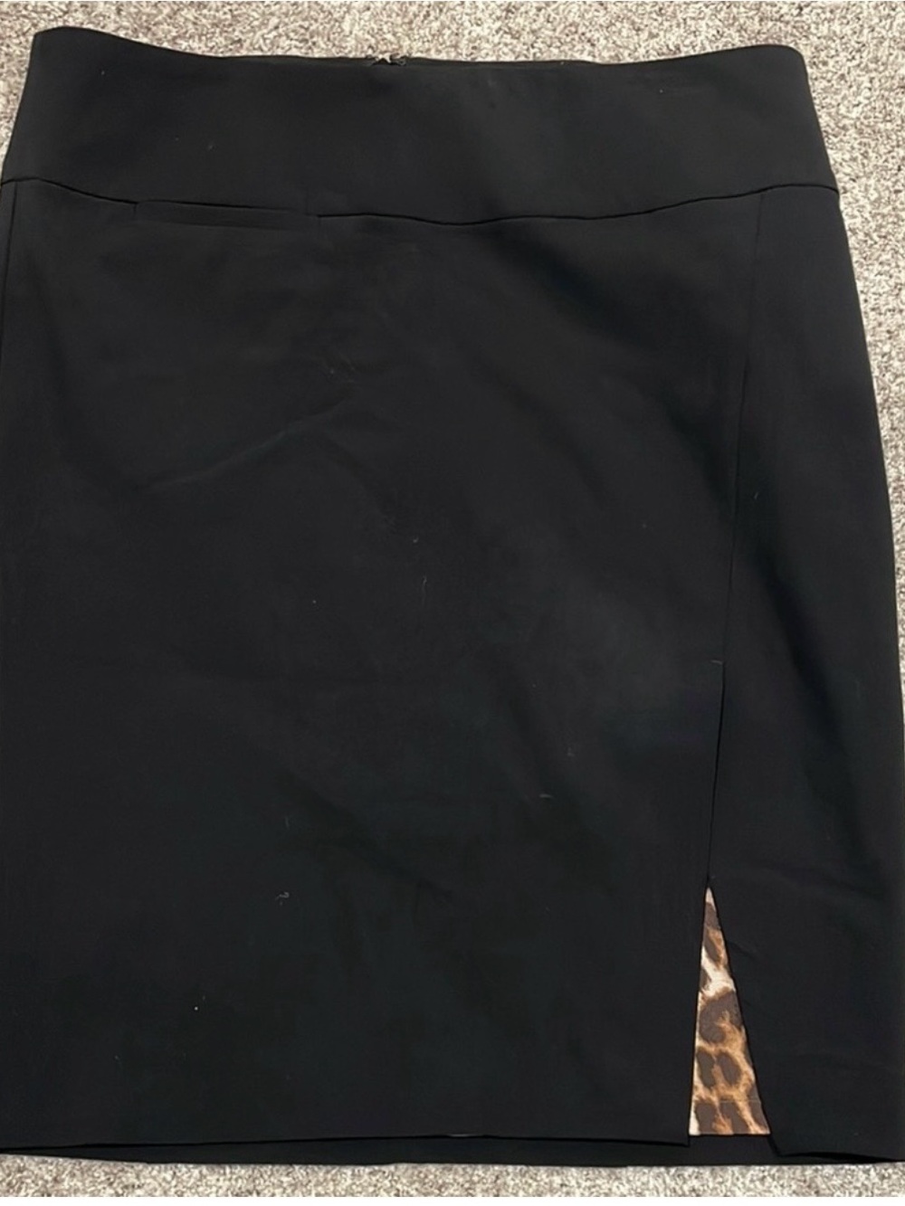 Express Black Pencil Skirt with Leopard Accent
